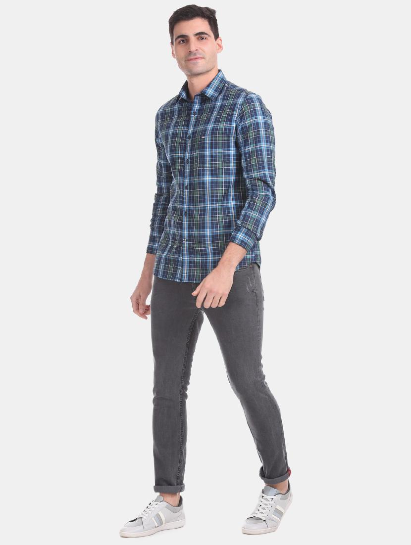 blue checkered casual shirt - 17616143 - Zoom Image - 4