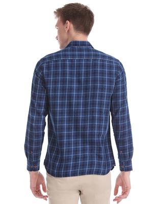 navy blue checkered casual shirt - 17616152 - Standard Image - 3