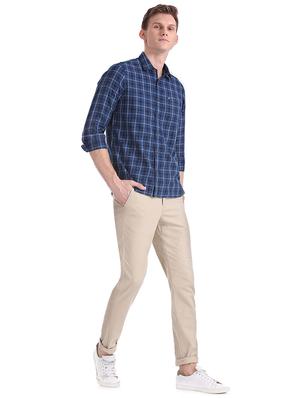 navy blue checkered casual shirt - 17616152 - Standard Image - 4
