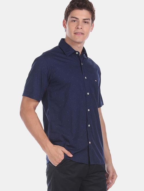 navy blue printed casual shirt - 17616176 - Standard Image - 1