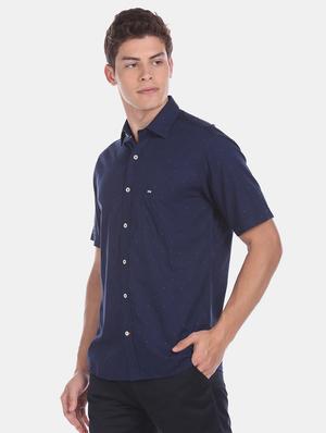 navy blue printed casual shirt - 17616176 - Standard Image - 2