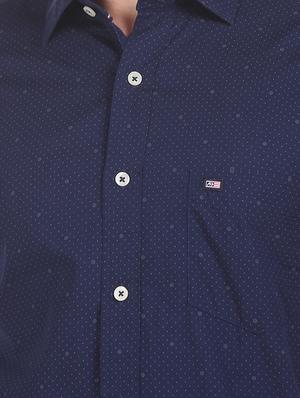 navy blue printed casual shirt - 17616176 - Standard Image - 5