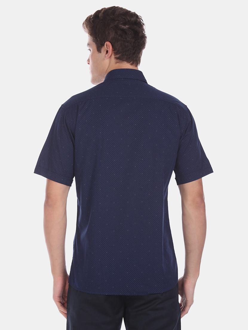 navy blue printed casual shirt - 17616176 - Zoom Image - 3
