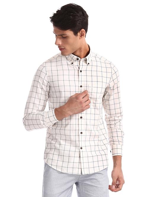 white checkered casual shirt - 17616179 - Standard Image - 1