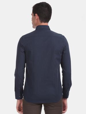 navy blue striped casual shirt - 17616185 - Standard Image - 3