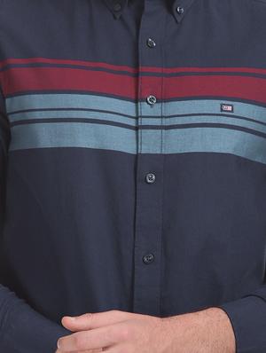 navy blue striped casual shirt - 17616185 - Standard Image - 5