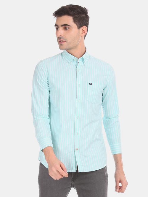 blue striped casual shirt - 17616190 - Standard Image - 1