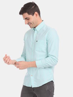blue striped casual shirt - 17616190 - Standard Image - 2