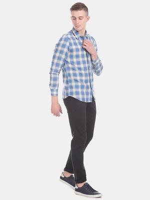 blue checkered casual shirt - 17616191 - Standard Image - 4