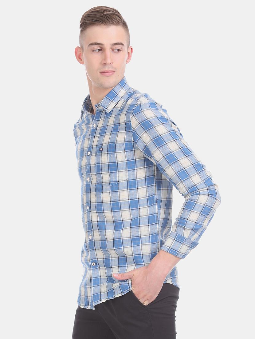 blue checkered casual shirt - 17616191 - Zoom Image - 2