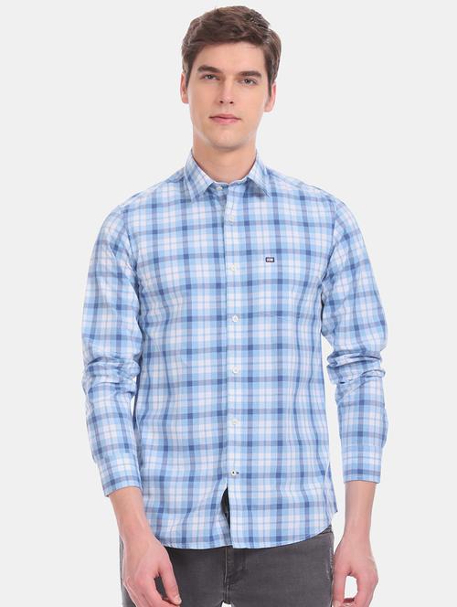 blue checkered casual shirt - 17616192 - Standard Image - 1