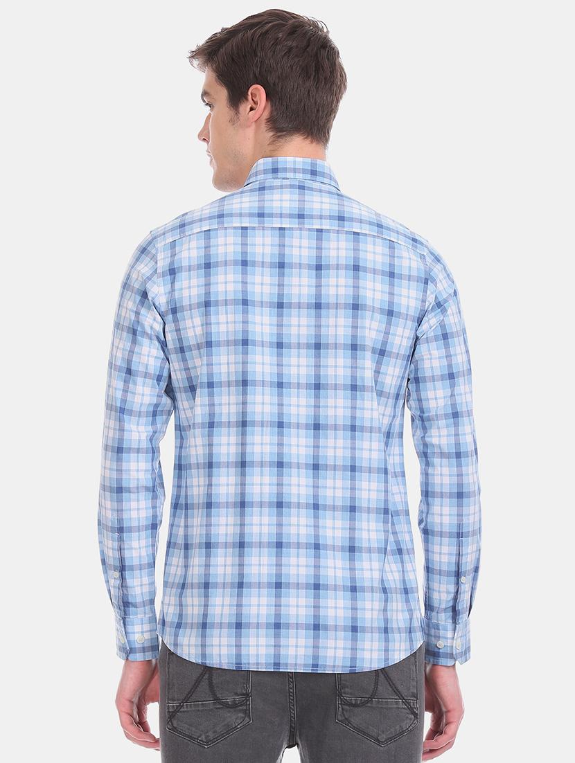 blue checkered casual shirt - 17616192 - Zoom Image - 3