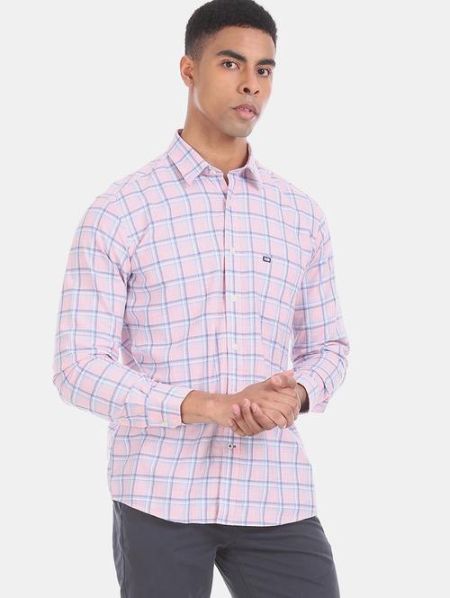 pink checkered casual shirt - 17616196 - Standard Image - 1