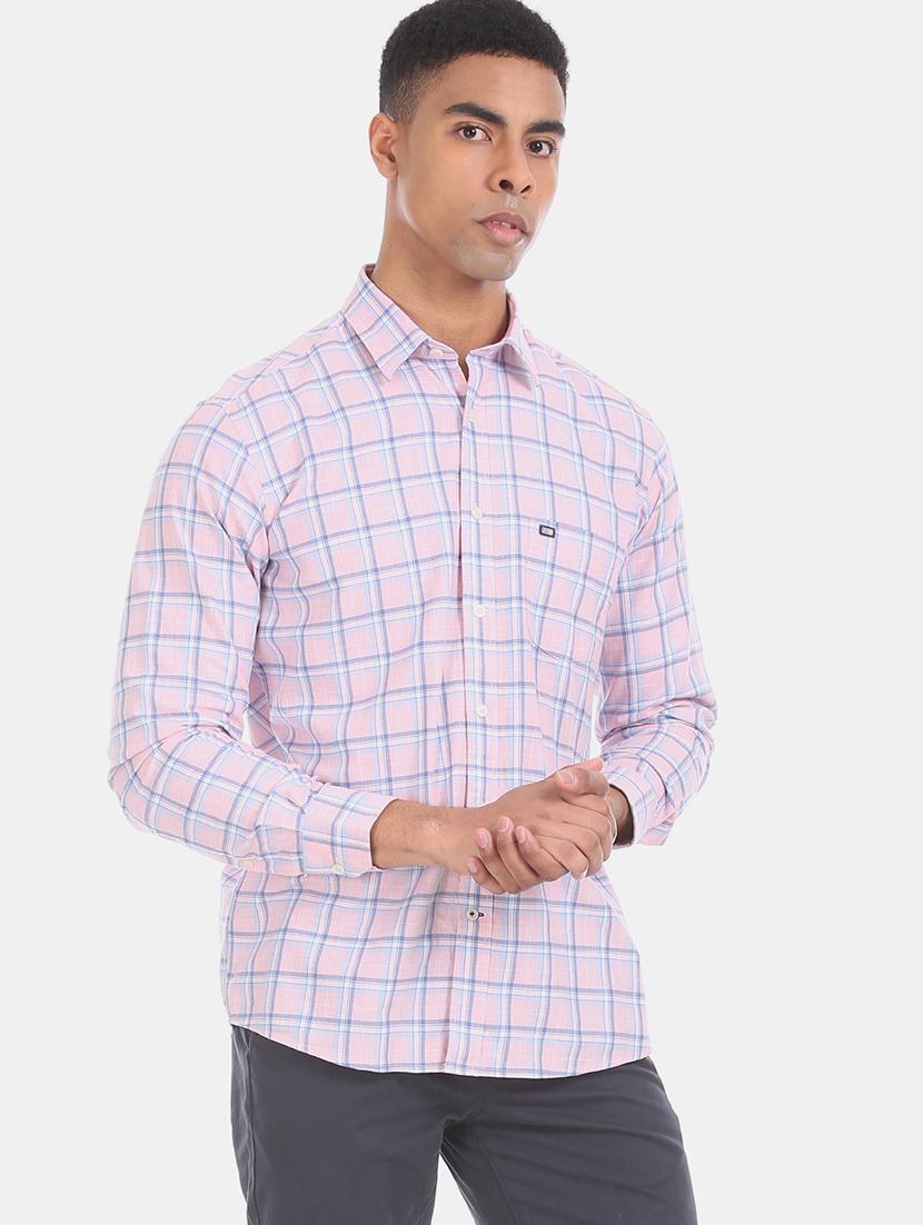 pink checkered casual shirt - 17616196 - Zoom Image - 1