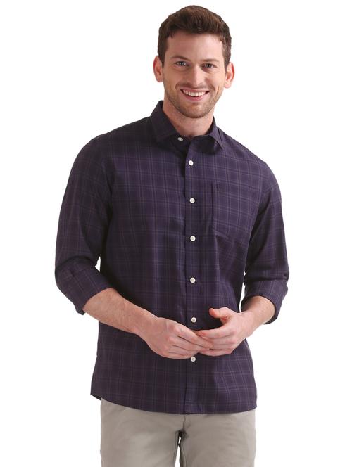 purple checkered casual shirt - 17616197 - Standard Image - 1