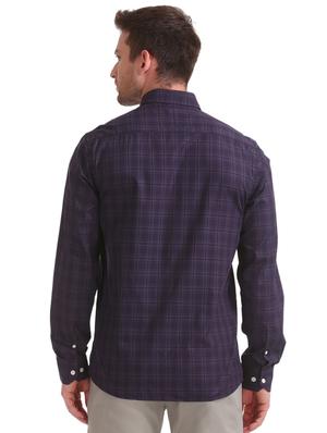 purple checkered casual shirt - 17616197 - Standard Image - 3