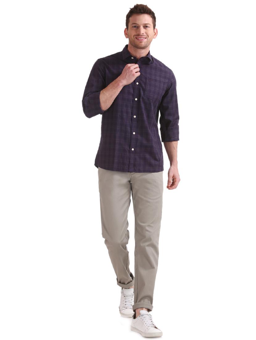 purple checkered casual shirt - 17616197 - Zoom Image - 4