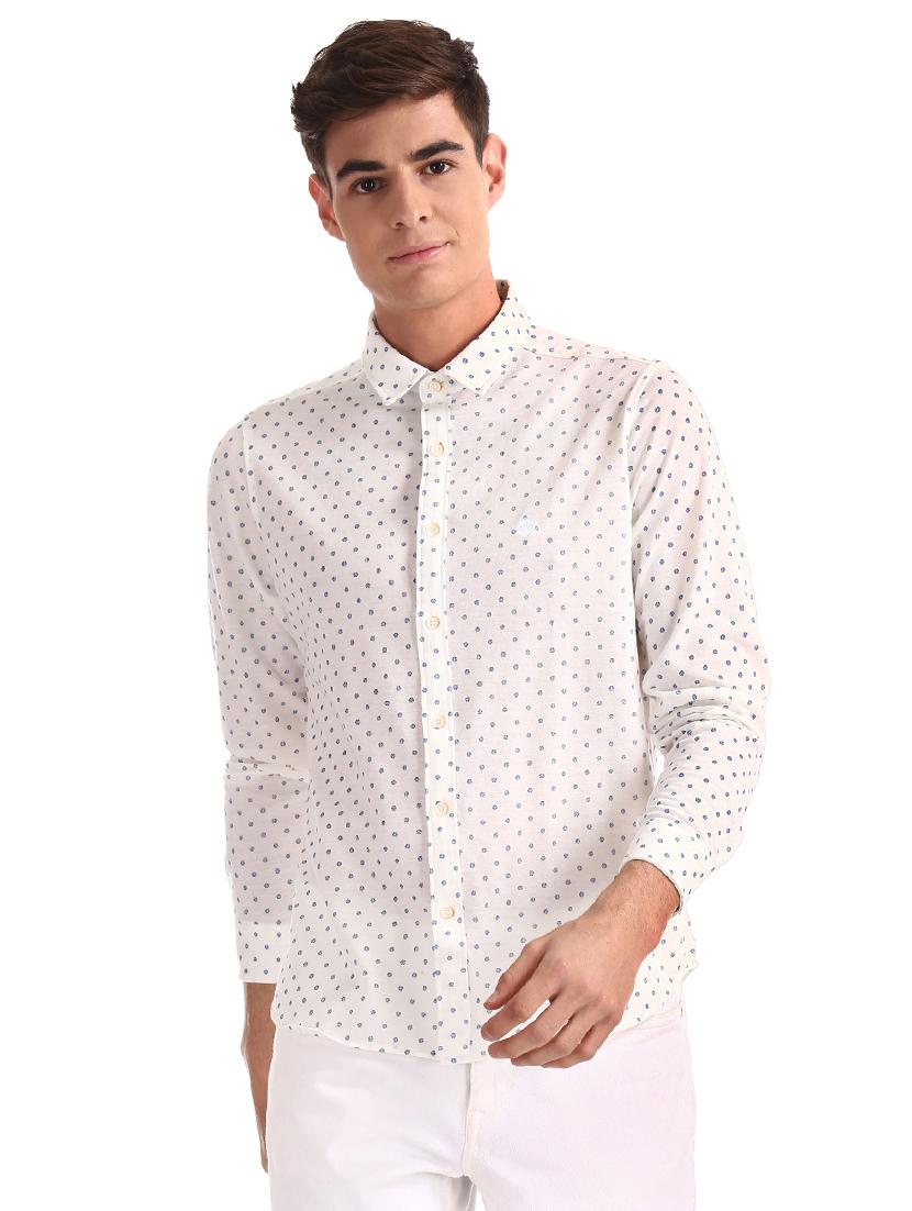 white printed casual shirt - 17616200 - Zoom Image - 1