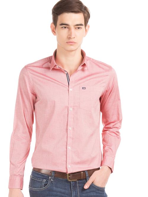 pink solid casual shirt - 17616209 - Standard Image - 1