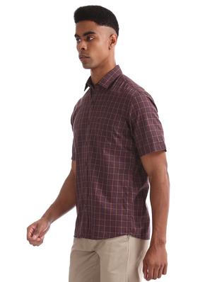 brown checkered casual shirt - 17616223 - Standard Image - 2