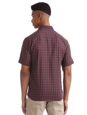 brown checkered casual shirt - 17616223 - Standard Image - 3