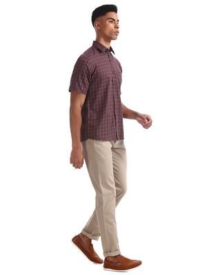 brown checkered casual shirt - 17616223 - Standard Image - 4