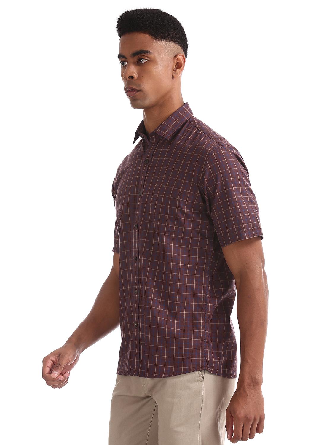 brown checkered casual shirt - 17616223 - Zoom Image - 2