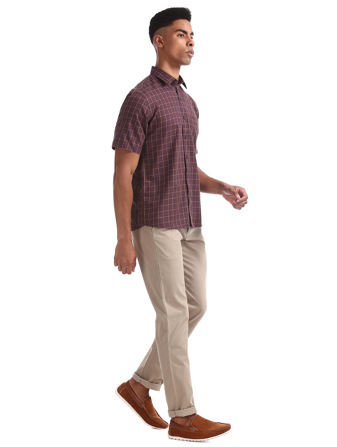 brown checkered casual shirt - 17616223 - Zoom Image - 4