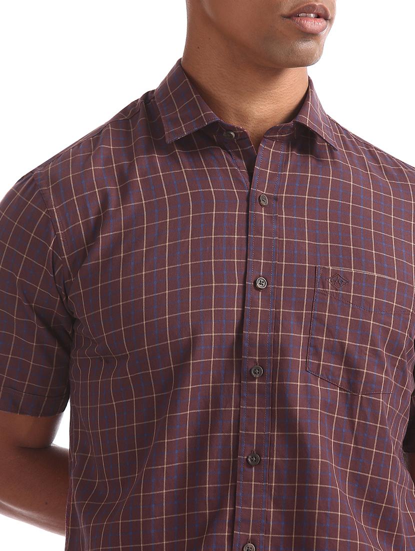 brown checkered casual shirt - 17616223 - Zoom Image - 5