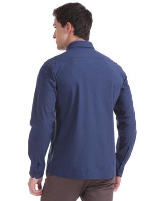 navy blue solid casual shirt - 17616224 - Standard Image - 3