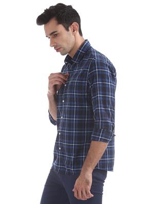 navy blue checkered casual shirt - 17616227 - Standard Image - 2