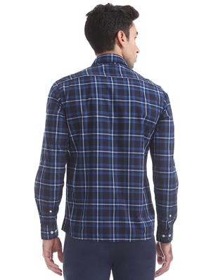 navy blue checkered casual shirt - 17616227 - Standard Image - 3
