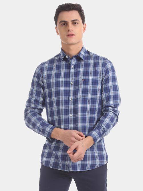 blue checkered casual shirt - 17616229 - Standard Image - 1