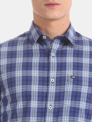 blue checkered casual shirt - 17616229 - Standard Image - 5