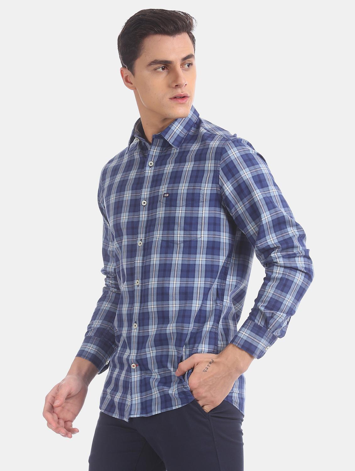 blue checkered casual shirt - 17616229 - Zoom Image - 2