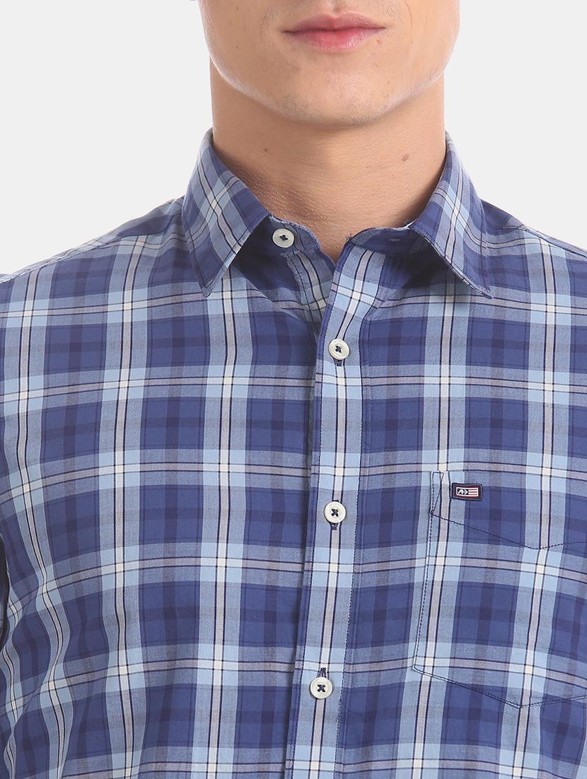 blue checkered casual shirt - 17616229 - Zoom Image - 5