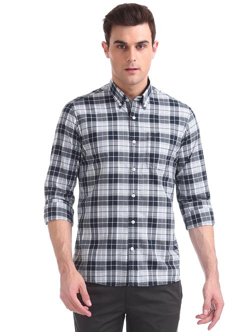 blue checkered casual shirt - 17616234 - Standard Image - 1