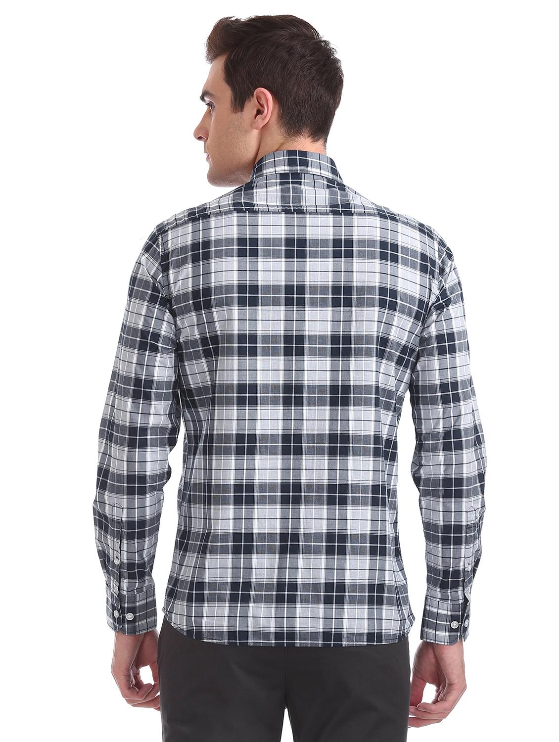 blue checkered casual shirt - 17616234 - Zoom Image - 3