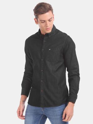 black solid casual shirt - 17616239 - Standard Image - 2