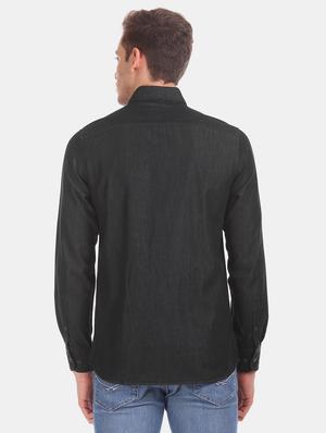 black solid casual shirt - 17616239 - Standard Image - 3