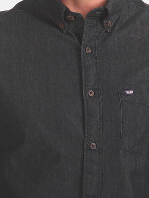 black solid casual shirt - 17616239 - Standard Image - 5