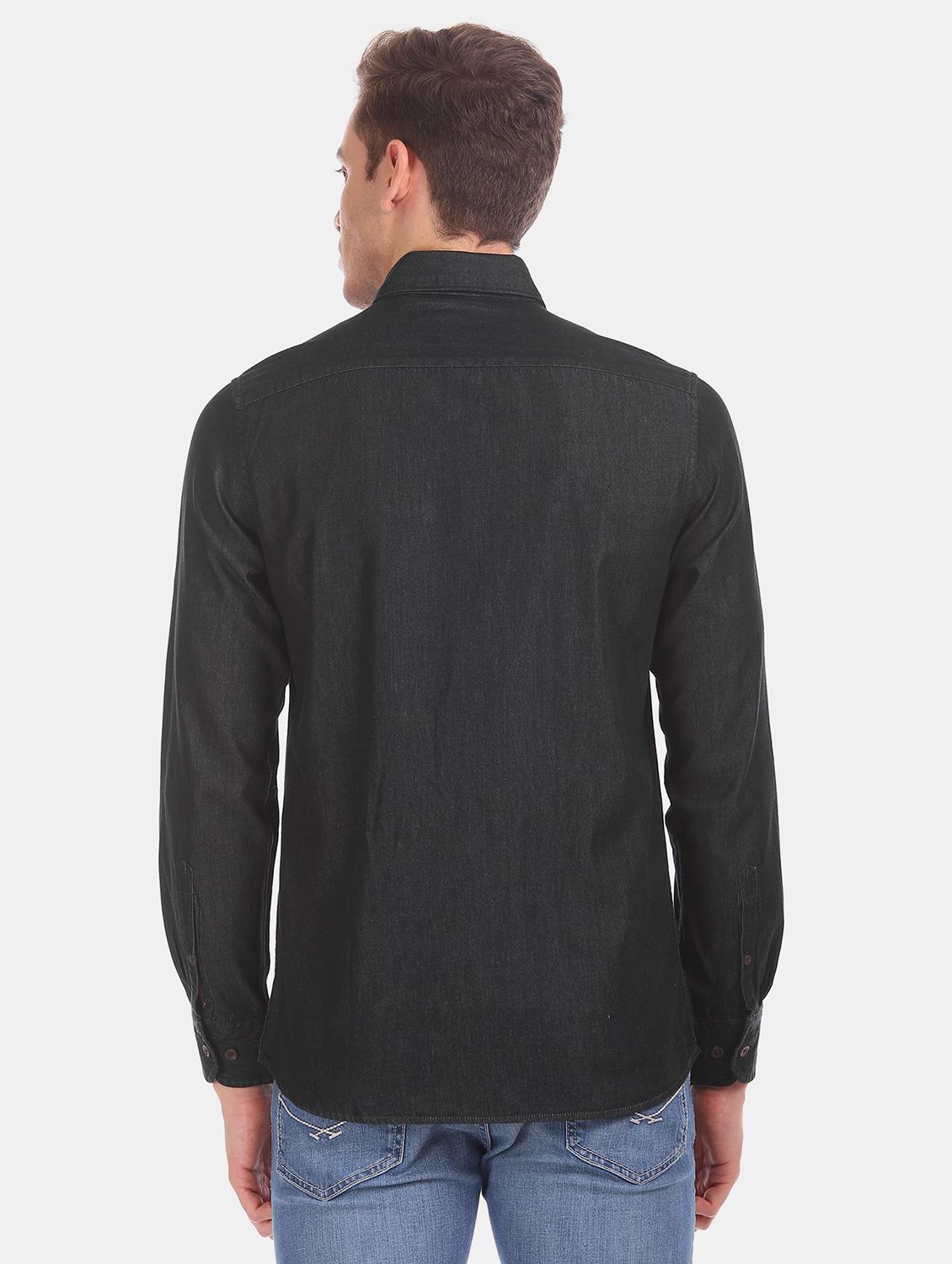 black solid casual shirt - 17616239 - Zoom Image - 3