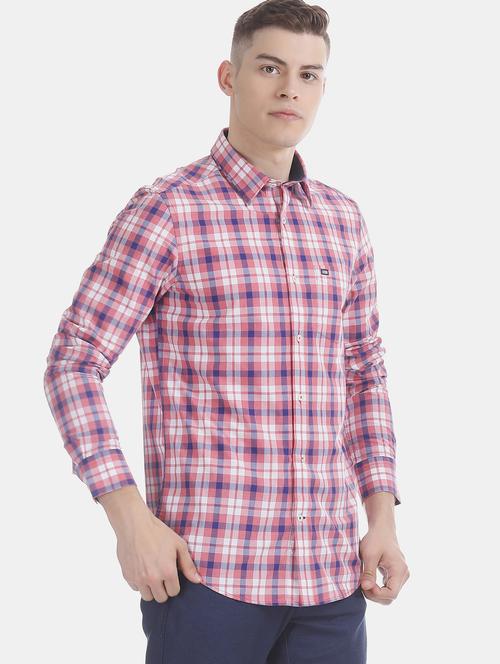 pink checkered casual shirt - 17616253 - Standard Image - 1