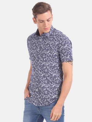 blue printed casual shirt - 17616255 - Standard Image - 2