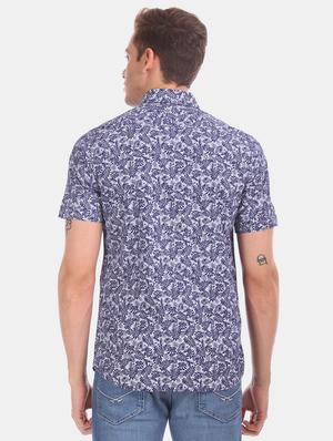 blue printed casual shirt - 17616255 - Standard Image - 3