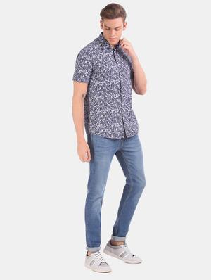blue printed casual shirt - 17616255 - Standard Image - 4