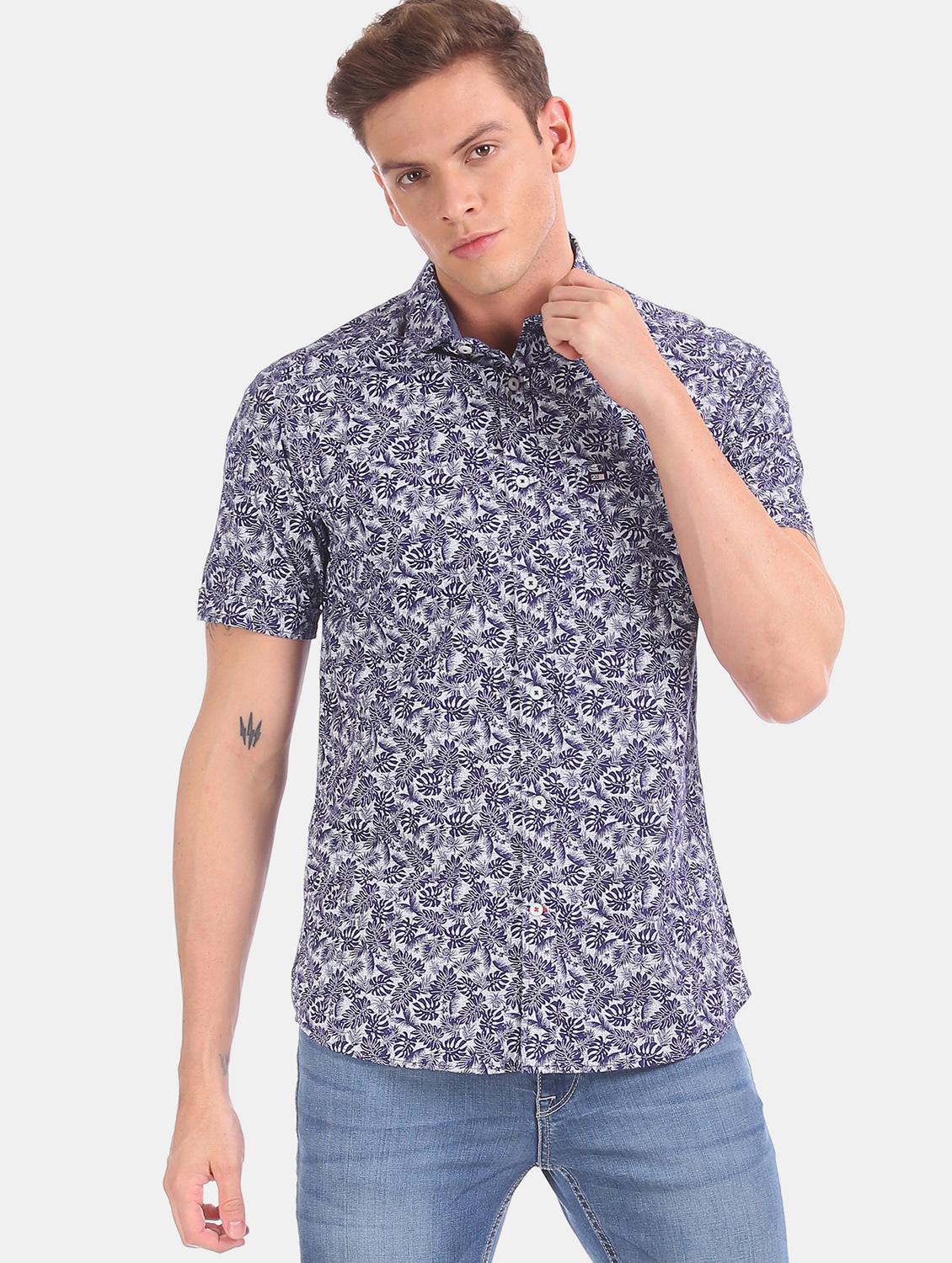 blue printed casual shirt - 17616255 - Zoom Image - 1