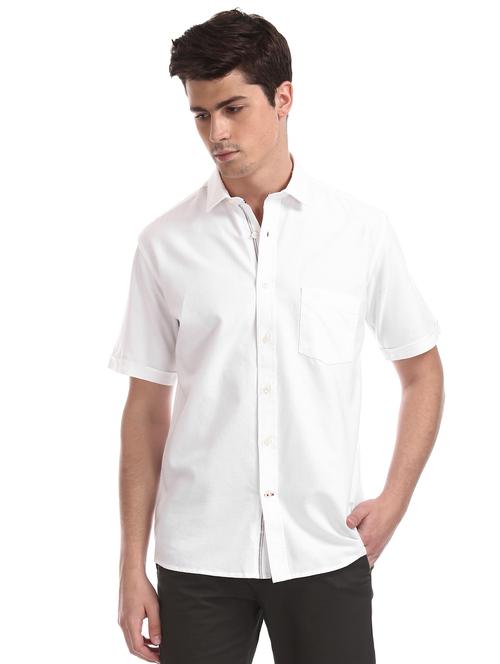 white solid casual shirt - 17616256 - Standard Image - 1