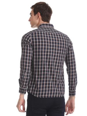 navy blue checkered casual shirt - 17616262 - Standard Image - 3