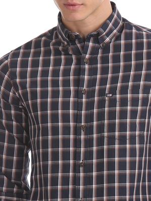 navy blue checkered casual shirt - 17616262 - Standard Image - 5